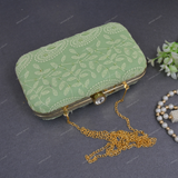 Women's Embroidered Clutch - Light Green