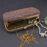 Glitter Clutch for Female - Brown