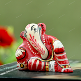 Enameled Metal Resting Ganesha Idol - 1 Inches
