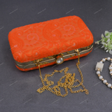 Women's Embroidered Clutch - Orange