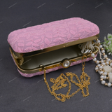 Embroidered Clutch for Female - Light Pink