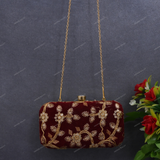 Women's Velvet Clutch - Maroon