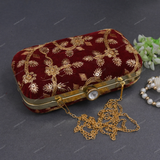 Women's Velvet Clutch - Maroon