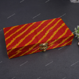 Fabric and Wooden Cash/Shagun Box for Wedding - Lehariya Red