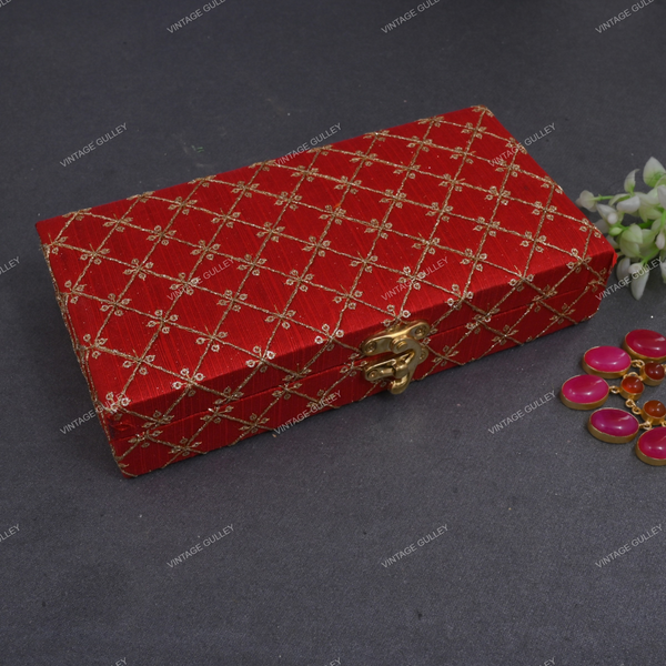 Fabric and Wooden Cash/Shagun Box for Wedding - Red