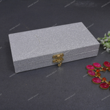 Fabric and Wooden Cash/Shagun Box for Wedding - Silver Shimmer