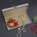 Fabric and Wooden Cash/Shagun Box for Wedding - Silver Shimmer