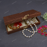 Fabric and Wooden Cash/Shagun Box for Wedding - Brown Shimmer