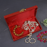 Fabric and Wooden Cash/Shagun Box for Wedding - Red Shimmer