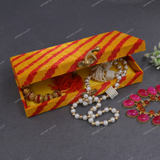 Fabric and Wooden Cash/Shagun Box for Wedding - Lehariya Yellow