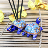 Metal Meenakari Tortoise Agarbatti Stand Tortoise for Pooja Set of 2 - Vintage Gulley