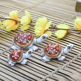 Metal Meenakari Tortoise for Home Decorative Showpiece (Red) - Vintage Gulley
