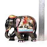 Wooden Elephant with Hand-Painted Hunting Scene - Vintage Gulley