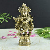 Brass Krishna Idol | Brass Puja Bell | Brass Kuber Diya - Set of 3 - Vintage Gulley