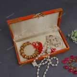 Fabric and Wooden Cash/Shagun Box for Wedding - Orange Paan