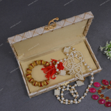 Fabric and Wooden Cash/Shagun Box for Wedding - Off White