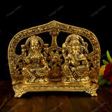 White Metal Golden Oxidized Ganesha Laxmi