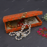 Fabric and Wooden Cash/Shagun Box for Wedding - Orange