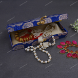 Fabric and Wooden Cash/Shagun Box for Wedding - Blue Paan