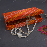 Fabric and Wooden Cash/Shagun Box for Wedding - Bandhej Orange
