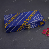Fabric and Wooden Cash/Shagun Box for Wedding - Bandhej Blue