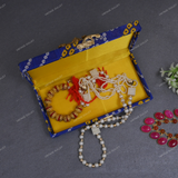 Fabric and Wooden Cash/Shagun Box for Wedding - Bandhej Blue