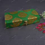 Fabric and Wooden Cash/Shagun Box for Wedding - Green Paan
