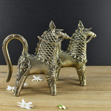 Dhokra Brass Bankura Horse I Home Decor I Interior I Handcrafted I Handmade I Artwork - Set of 2 - Vintage Gulley