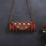 Round Clutch Clutch for Female - Maroon