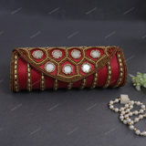 Round Clutch Clutch for Female - Maroon