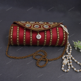 Round Clutch Clutch for Female - Maroon