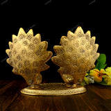 White Metal Golden Oxidized Peacock Pair