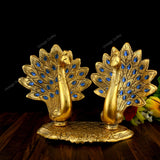 White Metal Golden Oxidized Peacock Pair
