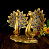 White Metal Golden Oxidized Peacock Pair