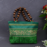 Rajasthani Designer Handbag with Beads - Green