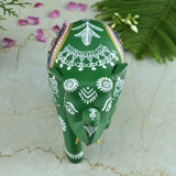 Wooden Hand-Painted Elephant with Warli Art Tribal Motif - Green - 5 Inches - Vintage Gulley
