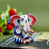 Enameled Metal Appu Ganesha Idol - 2 Inches - Blue