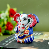 Enameled Metal Appu Ganesha Idol - 2 Inches - Blue