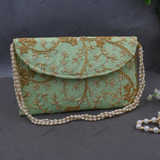 Rajasthani Embroidered Bag - Light Green