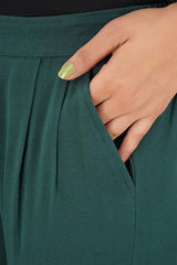 Women's Regular Fit Trousers Pant - Green - Vintage Gulley