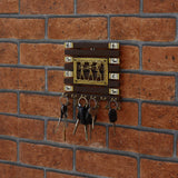Handmade Brass Dhokra Motif | Warli Hand-Painted Key Holder | Madhubani Art - 6 Hooks - Vintage Gulley