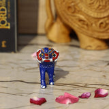 Meenakari Royal Blue Elephant I Hand-Enameled in Metal I Gift/Home Decor I Single I Living Room - Blue - Vintage Gulley