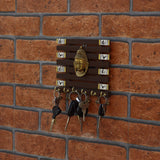 Handmade Brass Buddha Motif | Warli Hand-Painted Key Holder | Madhubani Art - 6 Hooks - Vintage Gulley
