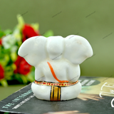 Enameled Metal Appu Ganesha Idol - 2 Inches - White & Orange
