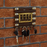 Handmade Brass Dhokra Motif | Warli Hand-Painted Key Holder | Madhubani Art - 6 Hooks - Vintage Gulley