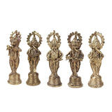 Brass Dhokra Lord Ganesha Idol I Set of 5 I Combo I Miniature - Vintage Gulley
