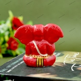 Enameled Metal Appu Ganesha Idol - 2 Inches - Red
