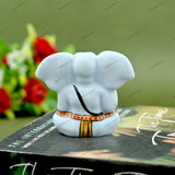 Enameled Metal Appu Ganesha Idol - 2 Inches - White & Black