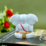 Enameled Metal Appu Ganesha Idol - 2 Inches - White & Red