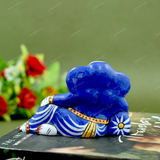 Enameled Metal Resting Ganesha Idol - 3 Inches